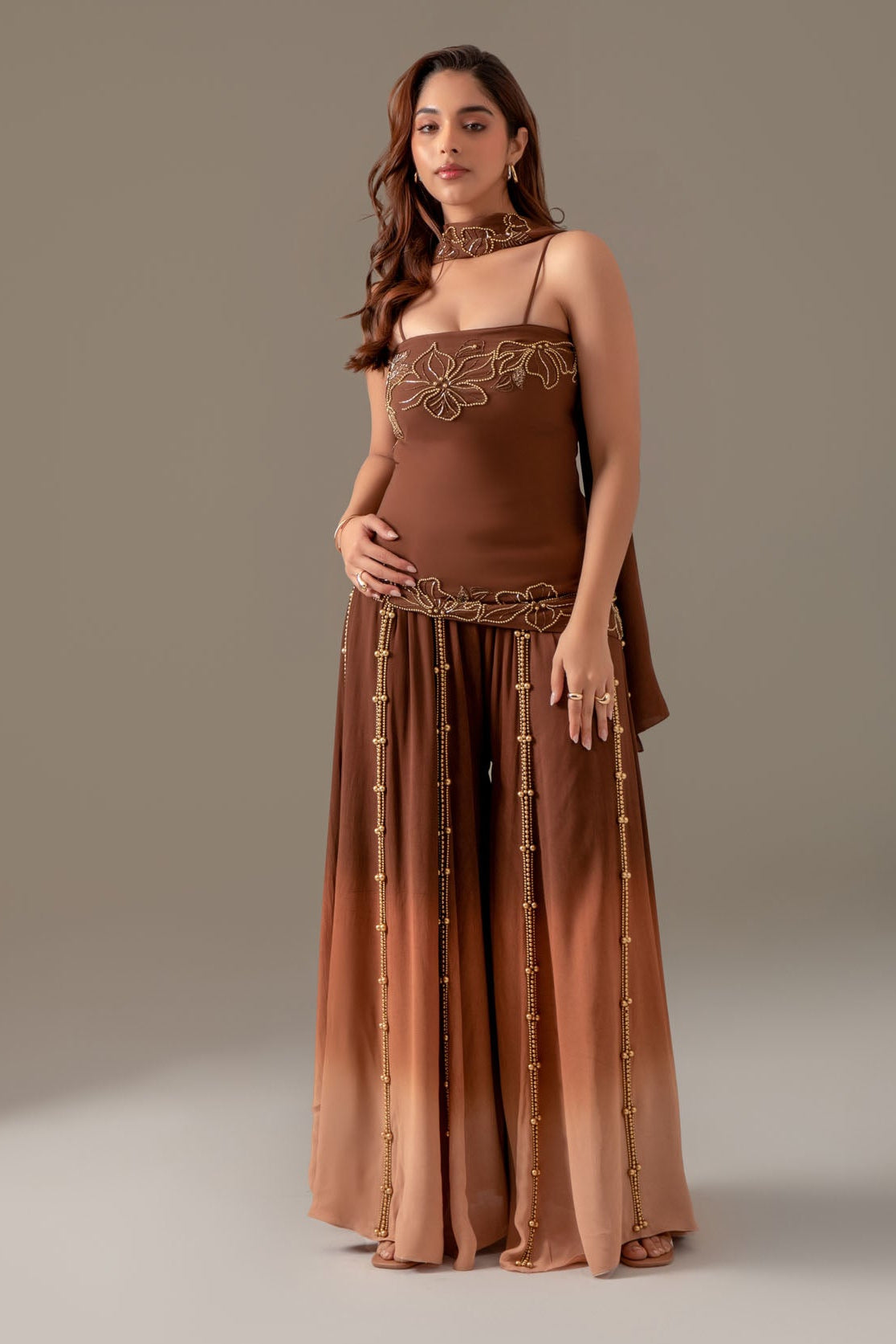 Mocha Sharara Set Pramila Mocha Sharara Set Pramila