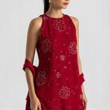 Red Asymmetric Sharara Set