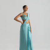 Frozen Blue Saree