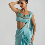 Frozen Blue Saree
