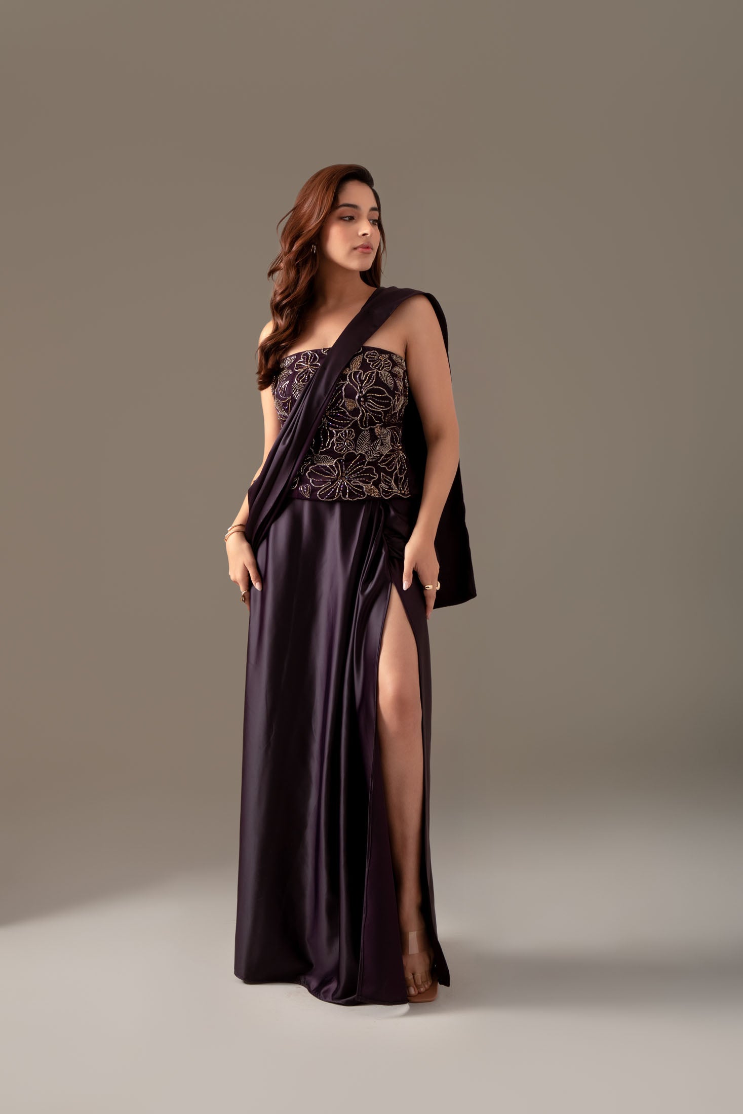 Plum Corset Saree
